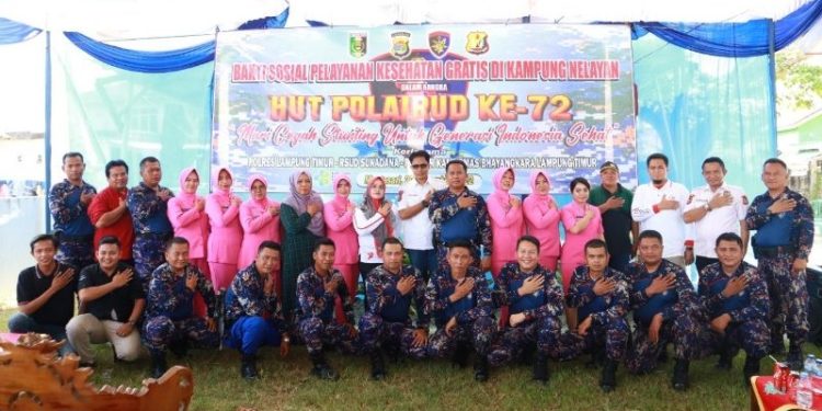 Sambut HUT Polairud ke-72, Sat Polairud Polres Lamtim Gelar Baksos Kesehatan