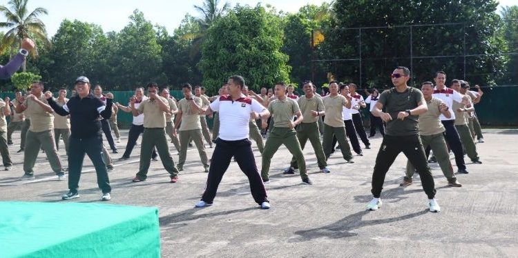 Jalin Sinergitas TNI – POLRI, Polres Lamtim Bersama Kodim 0429 Melaksanakan Olahraga Bersama