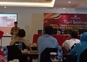 KPU Pesawaran Gelar Rakor Penyusunan Dan Penetapan Rancangan Pendataan Dapil