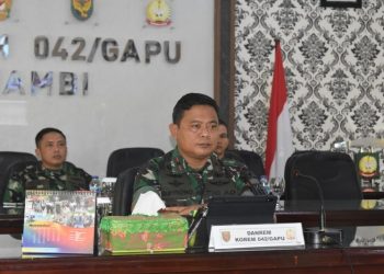 Danrem 042/Gapu Melalui Vicon Ikuti Taklimat Awal Wasrik BPK RI