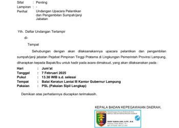 Hari ini, Eselon II Pemprov Lampung Dirolling