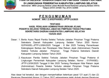 Calon Sekda Lampung Selatan, Sembilan Nama Lolos Seleksi Lanjutan