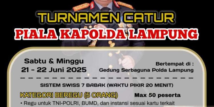 Turnamen Catur Piala Kapolda Lampung Mulai Dibuka Pendaftaran