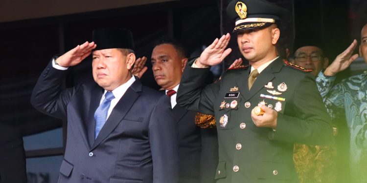 Dandim 0410/KBL Hadiri Upacara Peringatan Hari Bhayangkara ke-79 Polresta Bandar Lampung