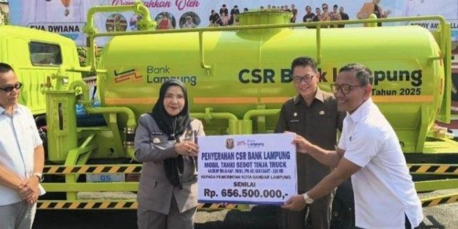 Pemkot Bandar Lampung Terima Bantuan Satu Unit Mobil Tangki Tinja dari Bank Lampung