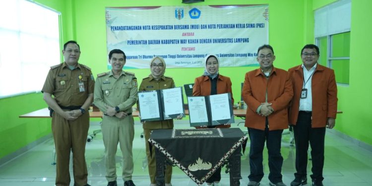 Unila dan Pemda Kabupaten Way Kanan Teken MoU, jalin Kolaborasi Wujudkan Kampus Berdampak