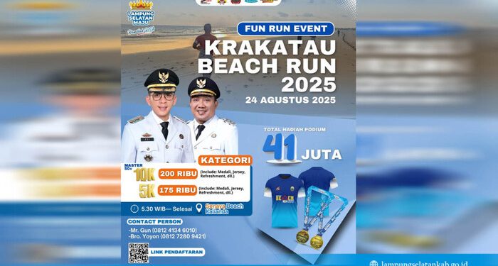 Lampung Selatan Siap Gelar Krakatau Beach Run 2025, Tawarkan Rute Lari dengan Pemandangan Spektakuler
