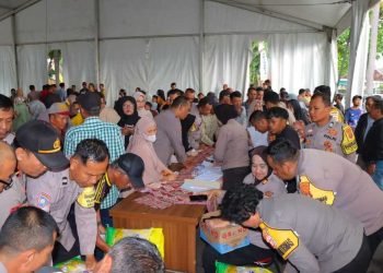Polresta Bandar Lampung Gelar Gerakan Pangan Murah, 4,1 Ton Beras SPHP Ludes Terjual