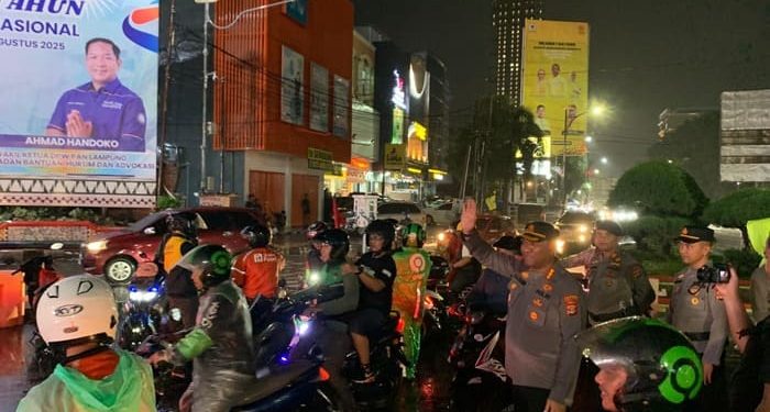 Polisi Apresiasi Aksi Doa Bersama Puluhan Driver Ojol Untuk Affan Kurniawan di Bandar Lampung Berlangsung Aman dan Damai