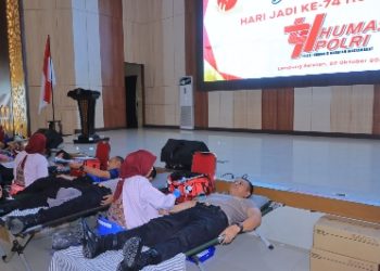 Polda Lampung Kumpulkan 1.072 Kantong Darah Peringati HUT ke-74 Humas Polri