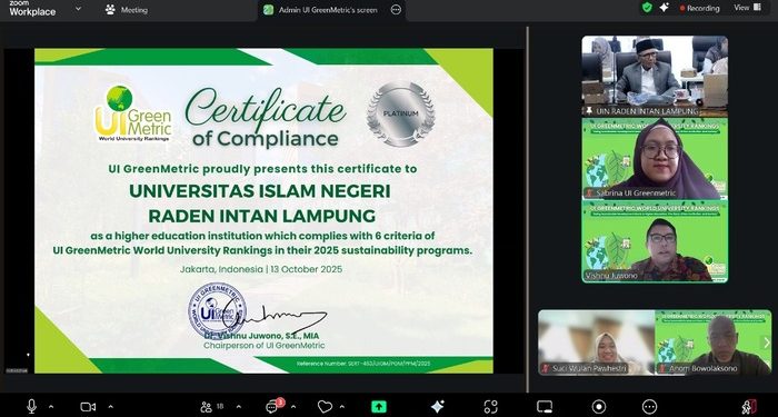 UIN Raden Intan Pertahankan Penghargaan GreenMetric Tahun 2025