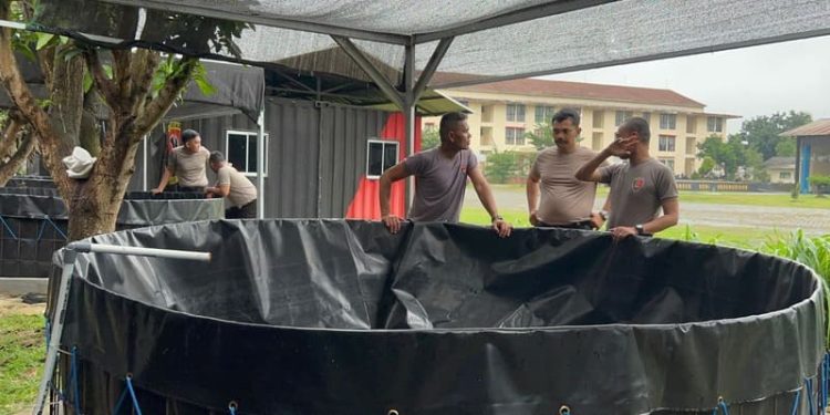 PLH Danyon A Pelopor Tinjau Langsung Progres Budidaya Ikan untuk Ketahanan Pangan