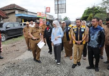 Wagub Jihan Nurlela Tinjau Perbaikan Ruas Jalan Pringsewu–Pardasuka