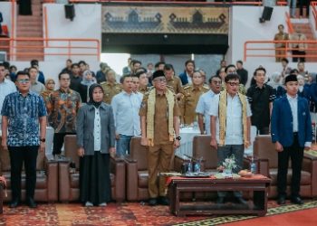 Gubernur Mirza Bersama Ketua Komisi III DPR RI Dr. Habiburokhman Hadiri Kuliah Umum dan Pelantikan BEM U KBM Unila
