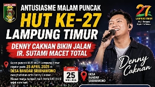 Antusiasme Malam Puncak HUT ke-27 Lampung Timur, Denny Caknan Bikin Jalan Ir. Sutami Macet Total